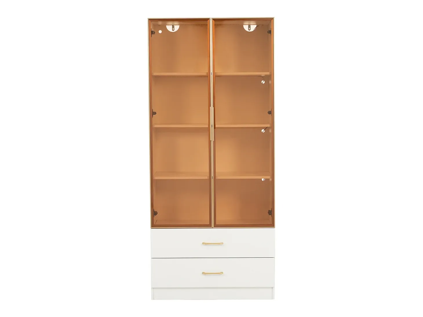 Vitrine, móvel de banheiro com LED - 2 gavetas e 2 portas de vidro - Branco