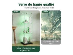 Vitrine única – 3 níveis, fundo preto, acabamento transparente