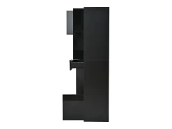 Vitrine preta com 1 gaveta, 4 portas e iluminação LED, prateleiras em vidro, 55x38x170 cm