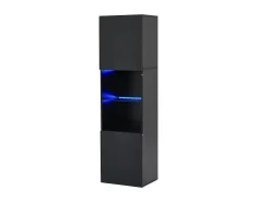 Vitrine preta de alto brilho com 2 portas e 1 prateleira de vidro, LED incluído - 45x35x160cm