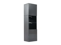 Vitrine preta de alto brilho com 2 portas e 1 prateleira de vidro, LED incluído - 45x35x160cm