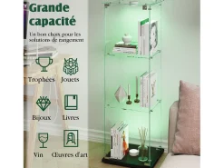 Vitrine simples aberta com três níveis + base preta com lacado incolor