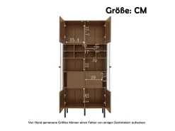 Vitrine 75x35x164.5 cm - 2 portas - Painel de vidro + prateleira multicamadas + gaveta oculta - Nogueira