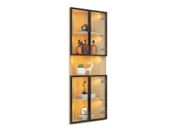 Vitrine 62x32x160 cm - con iluminação LED - 4 portas de vidro temperado - acabamento carvalho - MDF - Natural