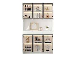 Vitrine 240x36x200 cm com LED - 12 portas de vidro e 6 gavetas - Branco