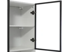 Vitrine 120x36x200 cm com LED - 6 portas de vidro e 3 gavetas - Branco