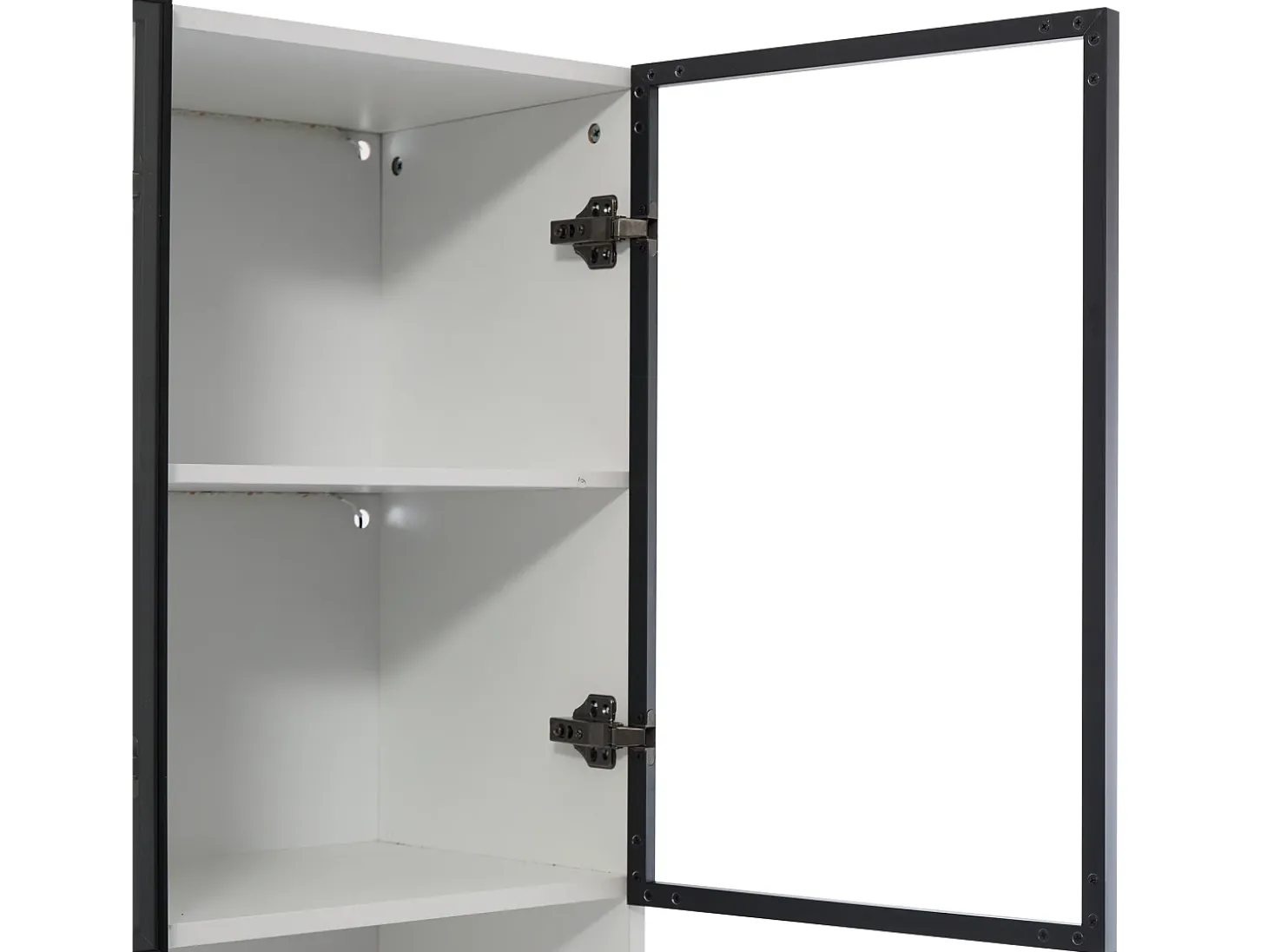 Vitrine 120x36x200 cm com LED - 6 portas de vidro e 3 gavetas - Branco