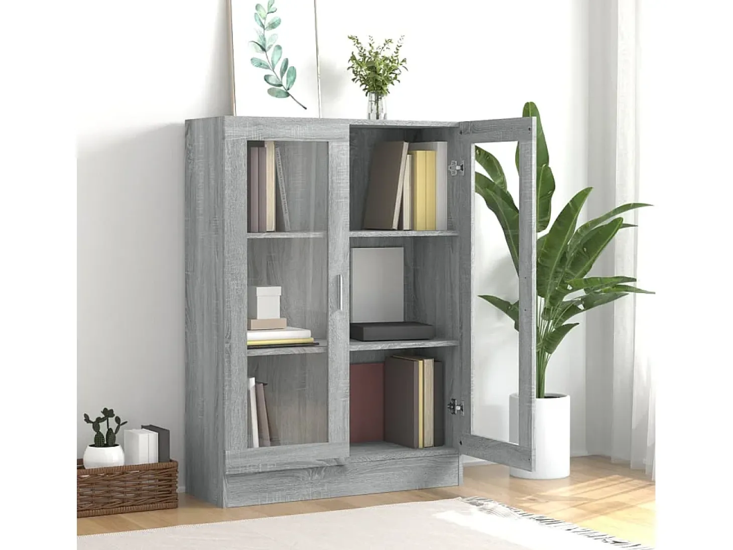 Vitrine 82,5x30,5x115 cm derivados de madeira cinzento sonoma PT514457