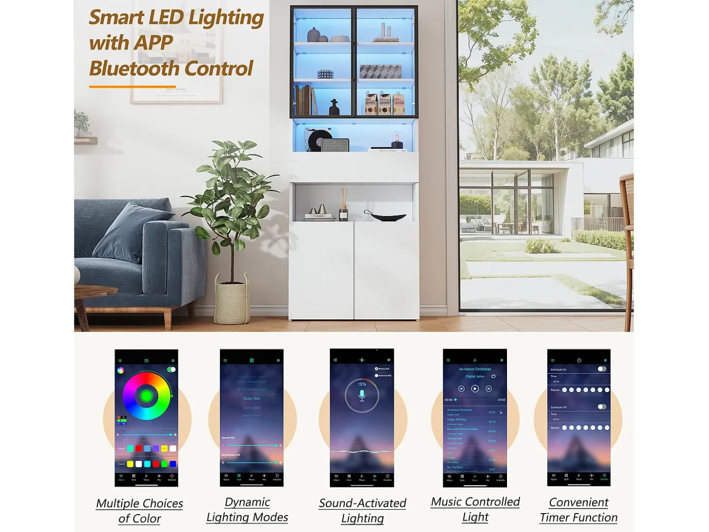 Vitrine 70x30x200cm - com 1 gaveta e 4 portas - com iluminação LED - painéis de partículas - branco