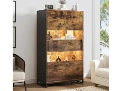 Vitrine 80x40x138cm - com iluminação LED - com 2 gavetas e 2 portas - com painel acrílico - marrom