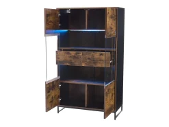 Vitrine 80x40x138cm com 2 portas e 2 gavetas em acrílico, LED incluso, corpo nas cores marrom e preto