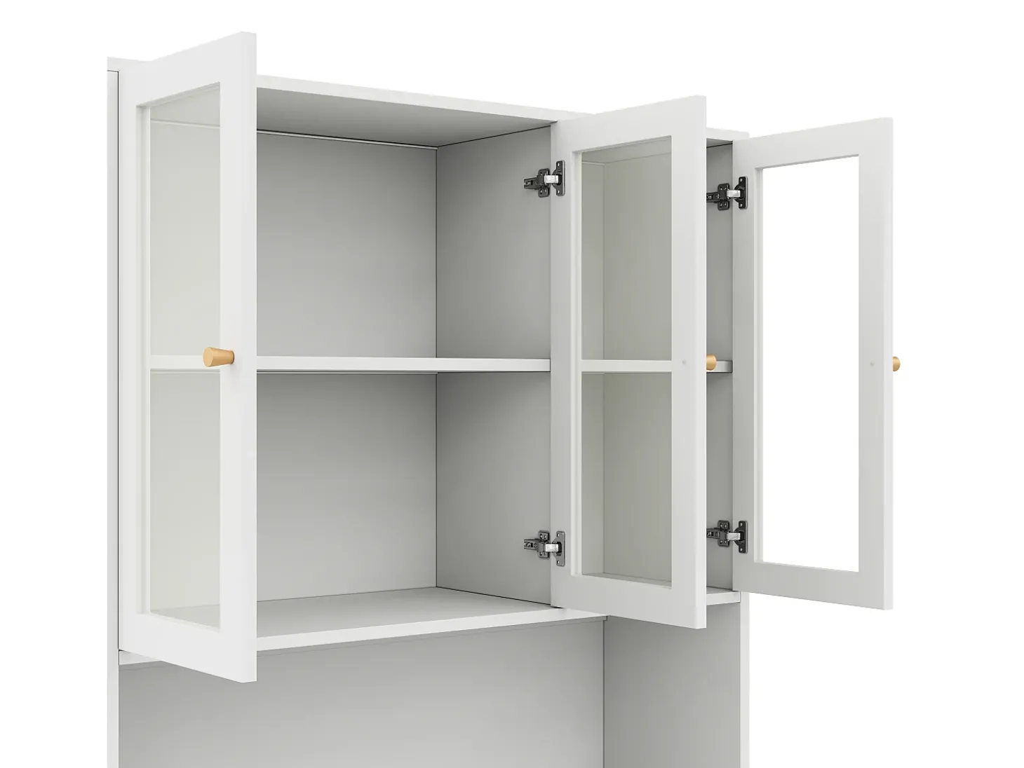 Vitrine/estante de vidro 100×35×200 cm - con iluminação LED - prateleiras abertas e 6 portas - MDF - branco