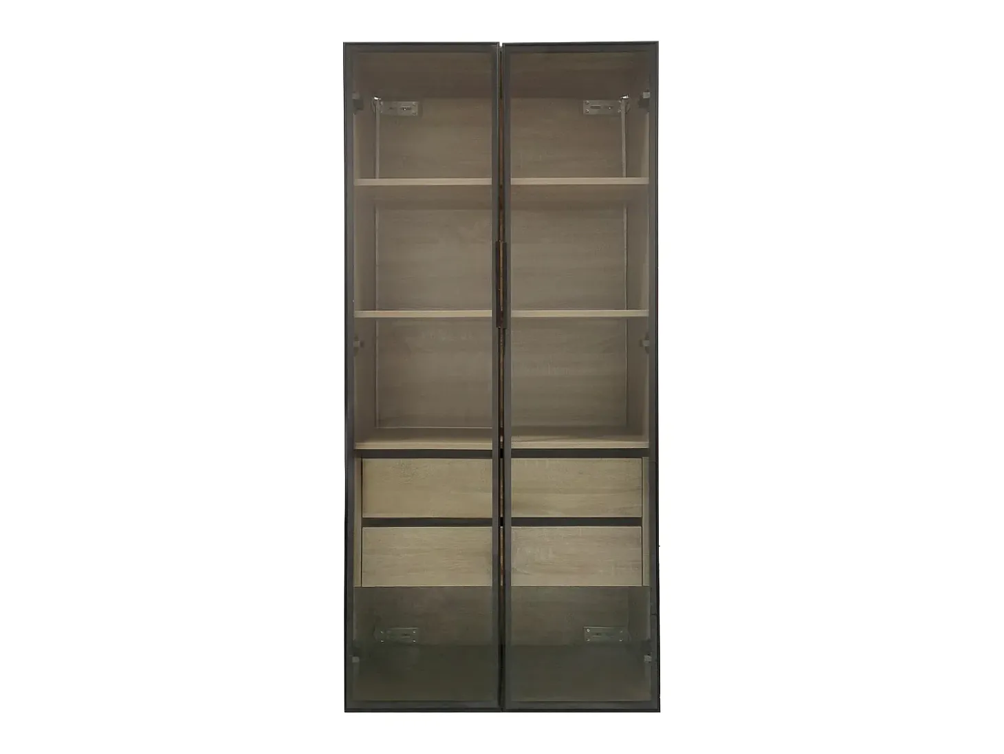 Vitrine、Móveis de casa de banho com LED - 2 gavetas grandes e 2 portas de vidro - Natural