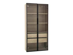 Vitrines、Móveis de casa de banho com LED - 2 gavetas grandes e 2 portas de vidro - Natural