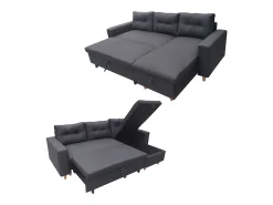WADE Sofá cama de canto de 3 lugares cinzento antracite