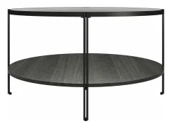 Wainwright | Mesa de apoio em vidro e 1 prateleira em Black Oak Look