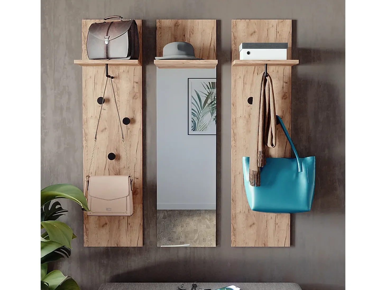 Wandgarderobe carvalho goldkraft 36x21.6x135 siri
