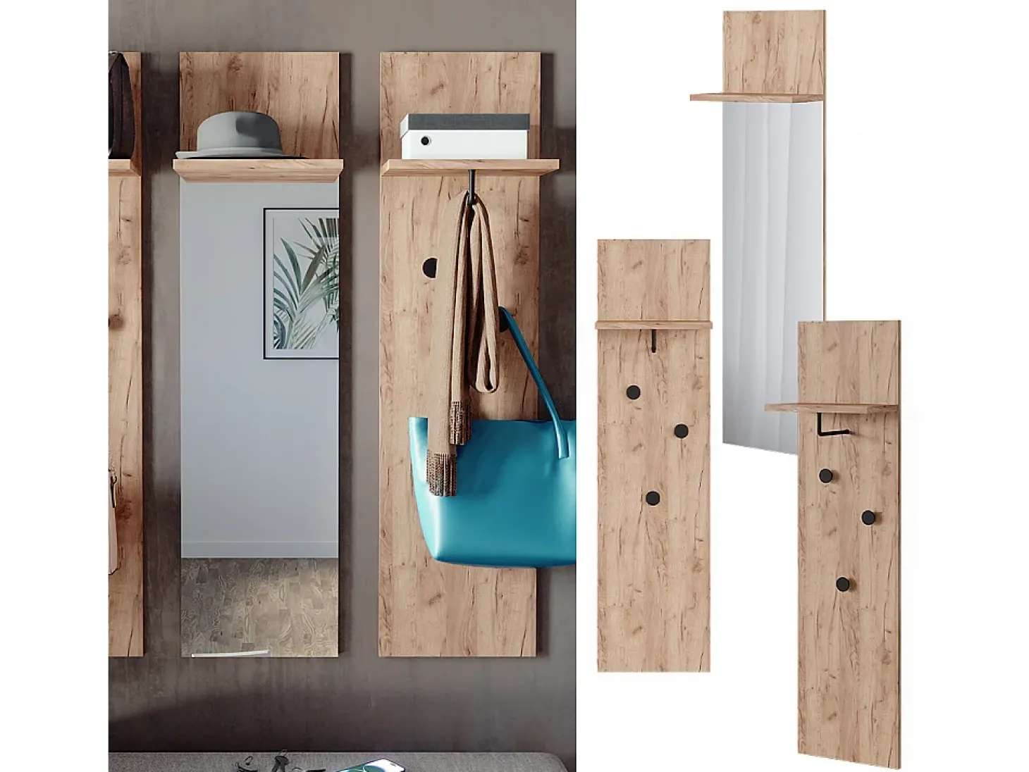 Wandgarderobe carvalho goldkraft 36x21.6x135 siri
