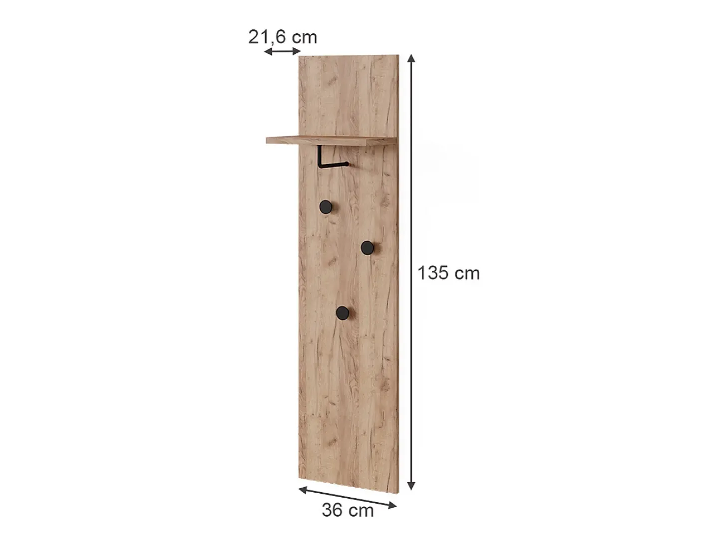 Wandgarderobe carvalho goldkraft 36x21.6x135 siri