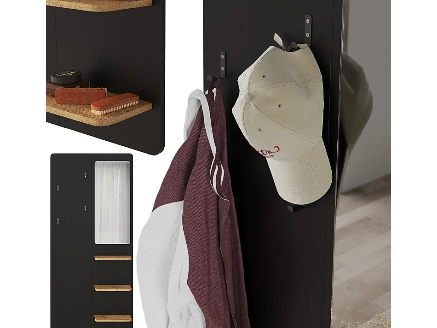Wandgarderobe preto/carvalho 70x15x150 jochen
