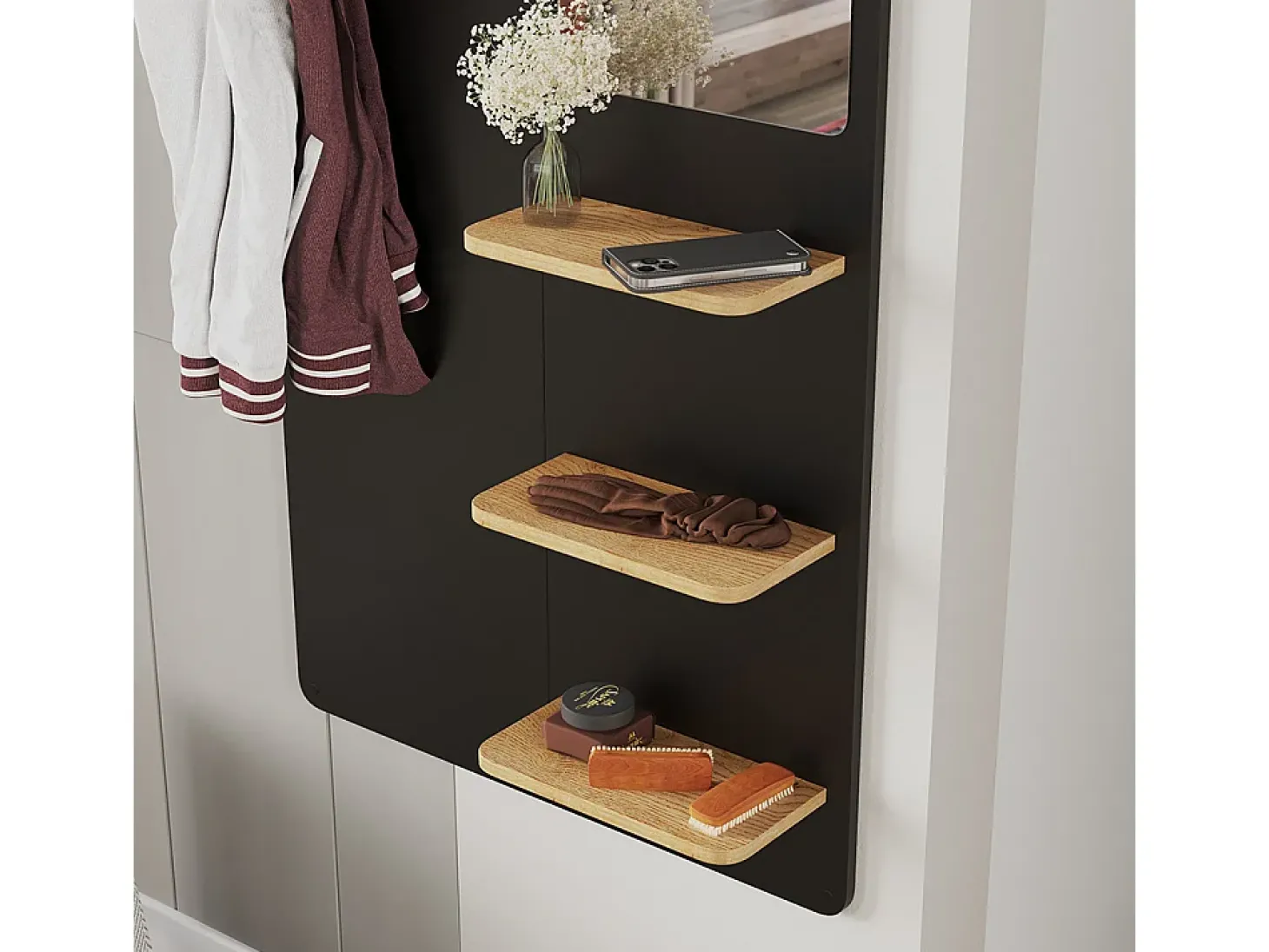 Wandgarderobe preto/carvalho 70x15x150 jochen