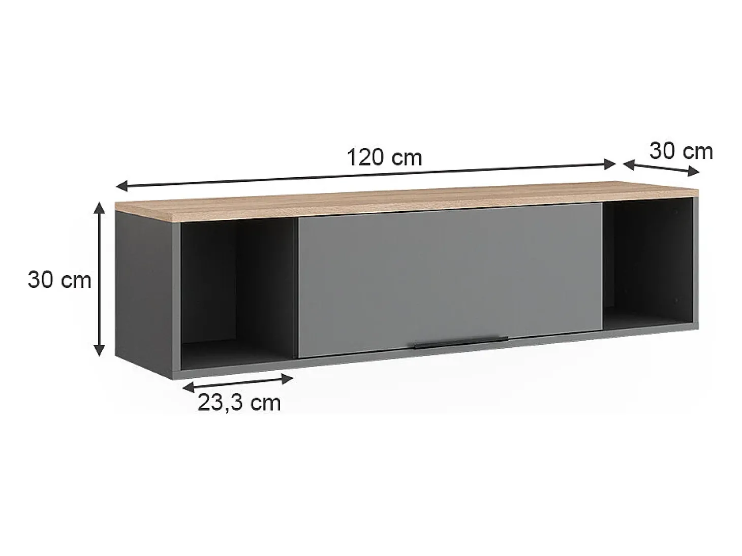 Wandregal antracite/sonoma 120x30x30 betti