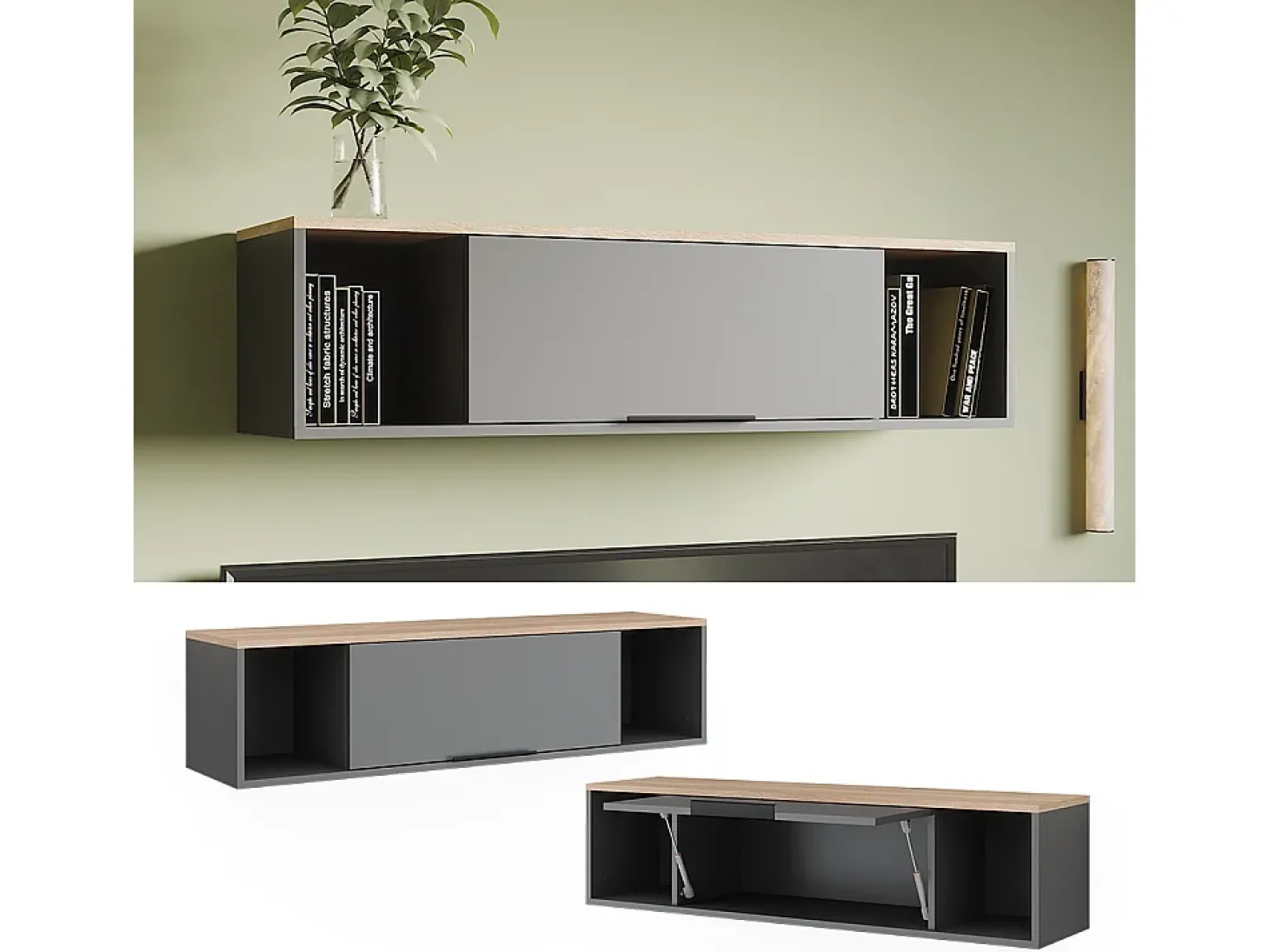 Wandregal antracite/sonoma 120x30x30 betti