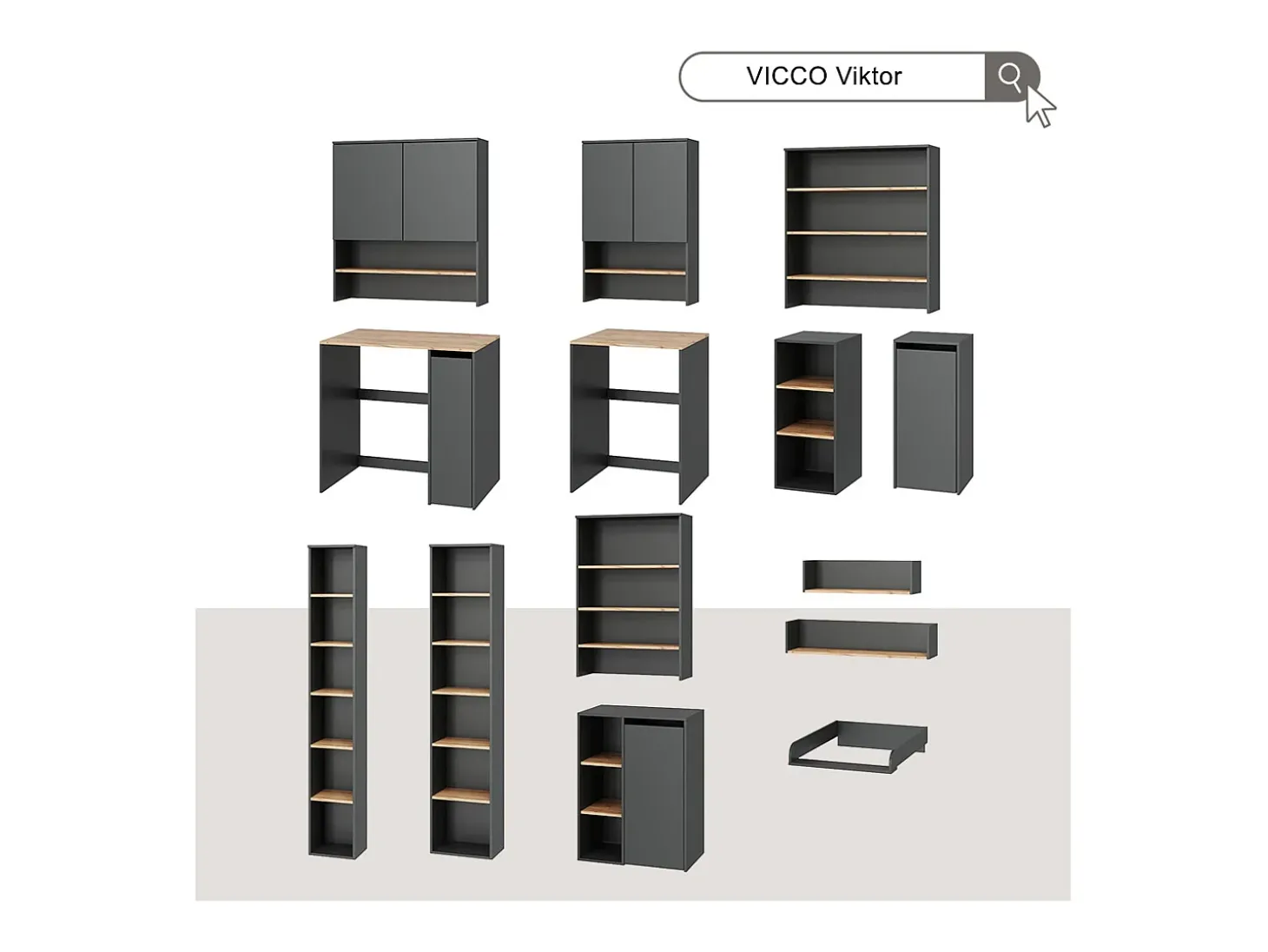 Wandregal carvalho antracite/goldkraft 67.8x20x20 viktor