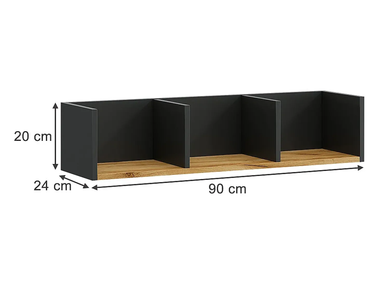 Wandregal carvalho antracite/goldkraft 90x24x20 tomy