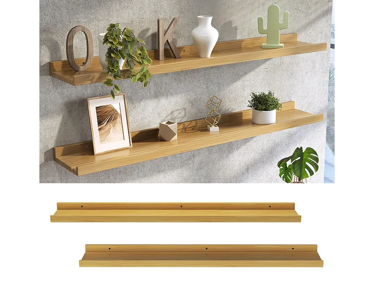 Wandregal madeira natural 90x15x4 linus