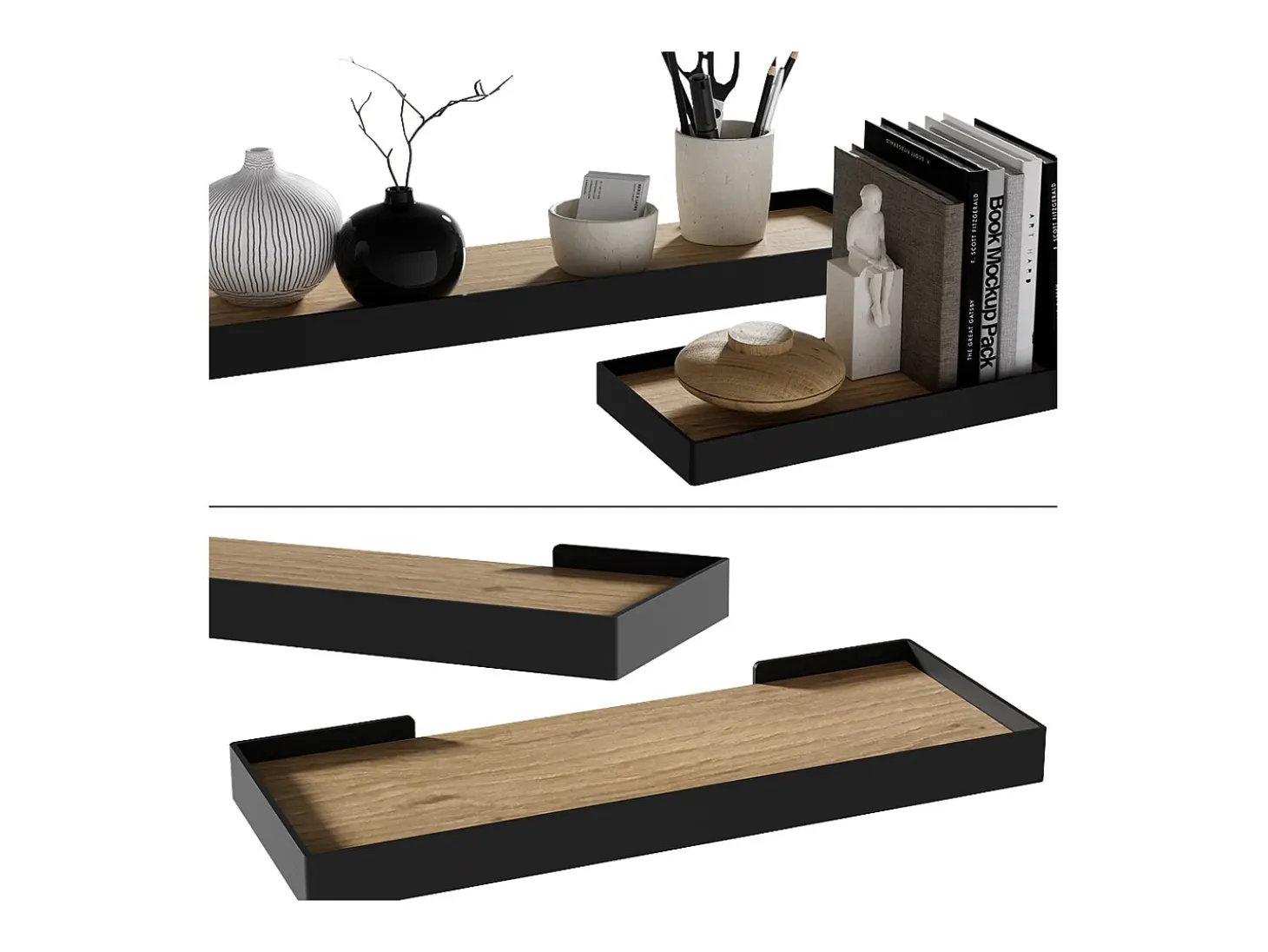 Wandregal preto/carvalho 60x15x3 erni
