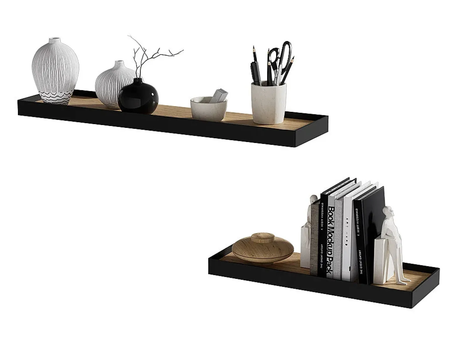 Wandregal preto/carvalho 60x15x3 erni