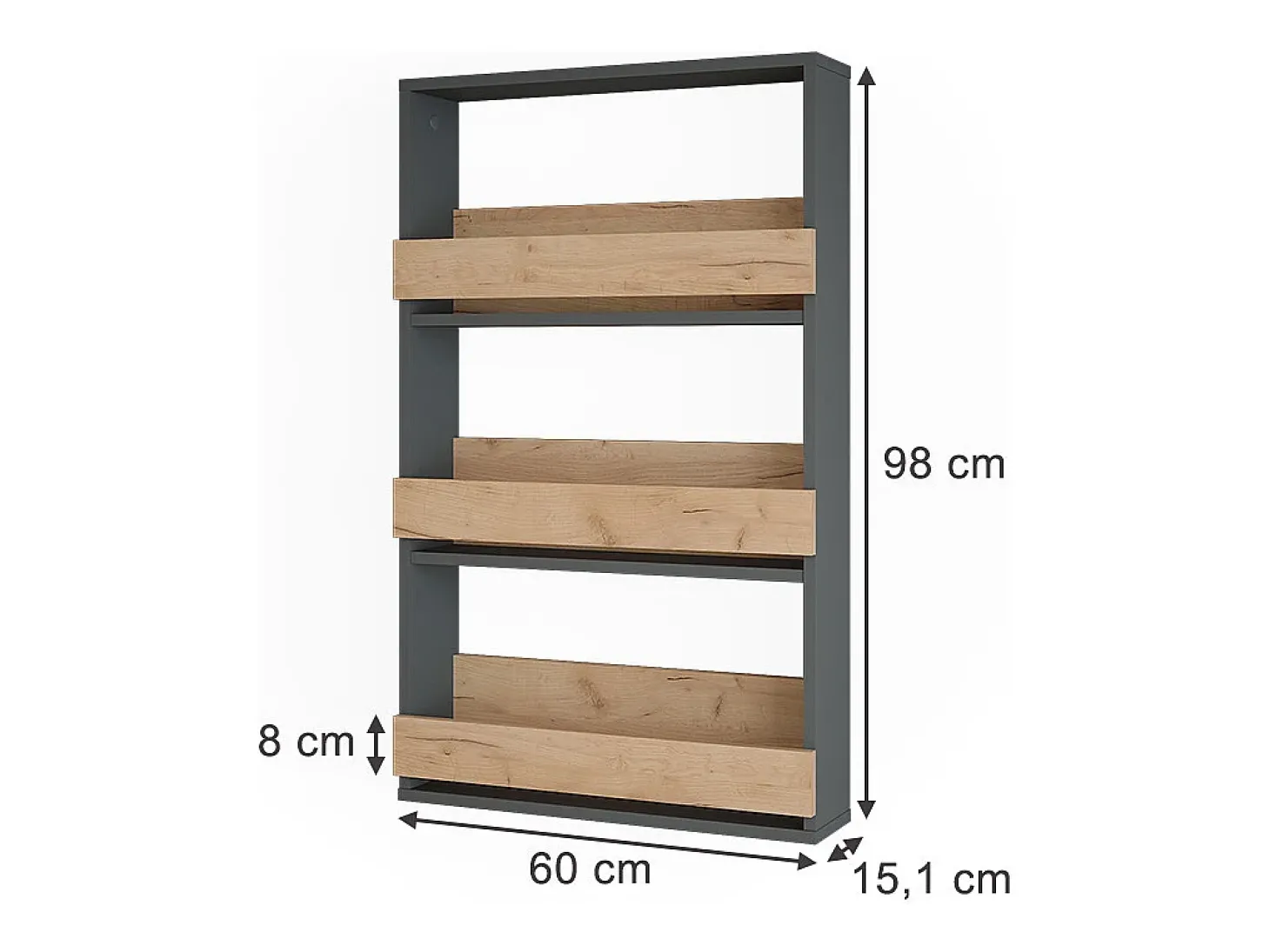 Weinglasregal carvalho goldkraft/antracite 60x15.1x98 repose