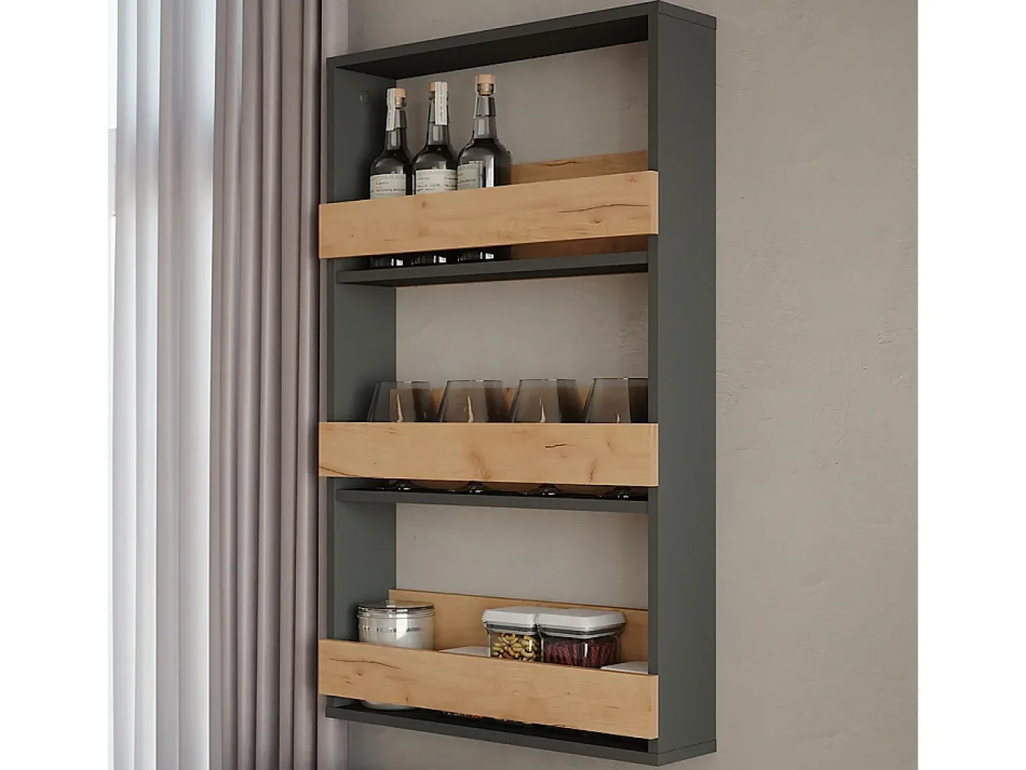 Weinglasregal carvalho goldkraft/antracite 60x15.1x98 repose