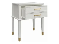 Westerleigh | Mesa de cabeceira com 2 gavetas em MDF Branco