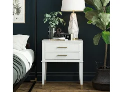 Westerleigh | Mesa de cabeceira com 2 gavetas em MDF Branco