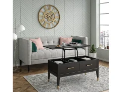 Westerleigh | Mesa de centro com tampo elevatório em MDF preto