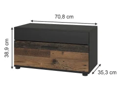 Wohnzimmerschrank preto/estilo antigo 70.8x35.3x38.9 berno